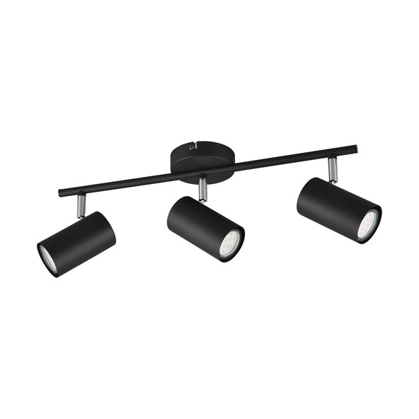 Robert ceiling spotlight, 3-spot, black/matte