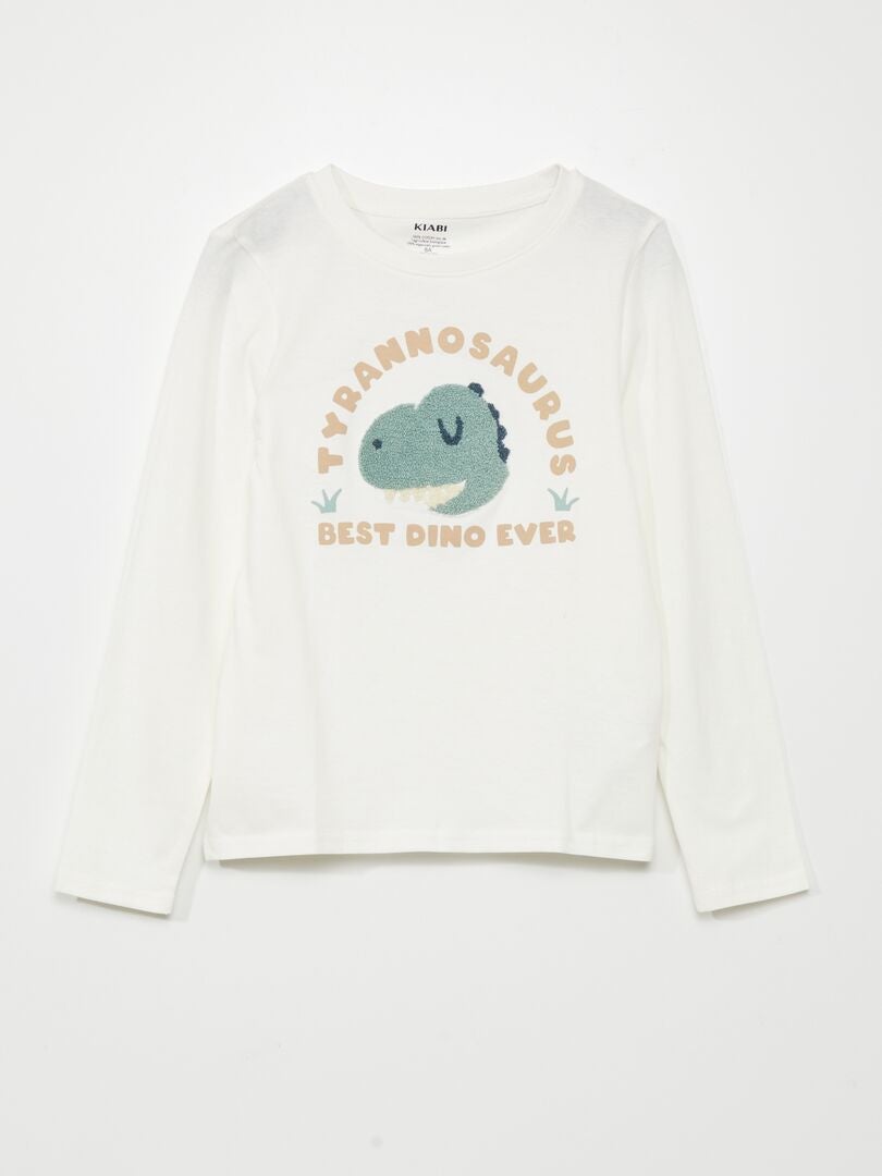 Camiseta de manga comprida em malha - BEGE
