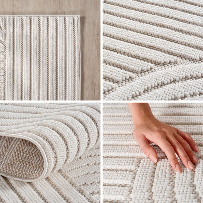 Alfombra de pasillo Carpettex de 80x150 cm, color crema, diseño bohemio escandinavo, suave, duradera y fácil de limpiar. Ideal para la entrada o el dormitorio.
