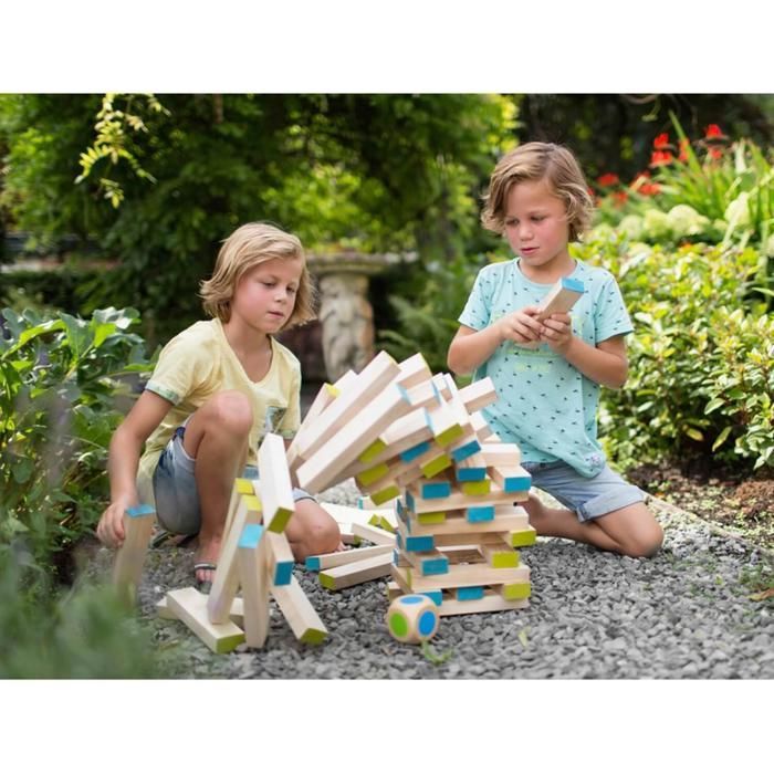 Jeu de construction - BS - Haute Tour Jenga Géant - Bois - Bleu - A partir de 4 ans