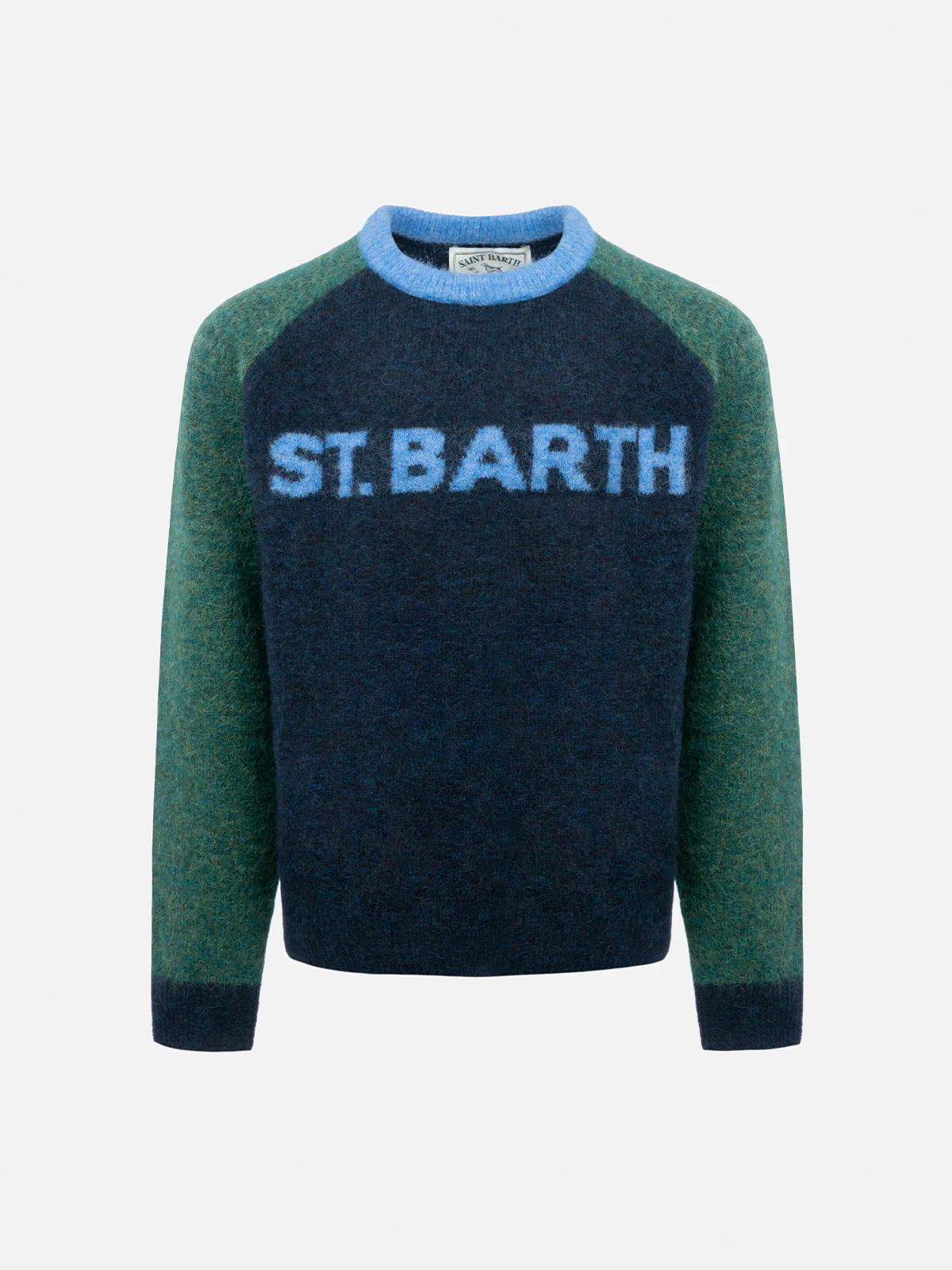 Douglas jongenstrui met ronde hals in blauw en groen met St. Barth-print.