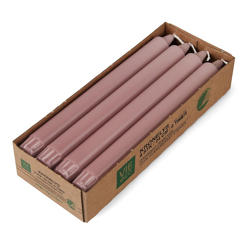 Bougie Vie Eco Crown, lot de 8, 24 cm, 8 heures, bruyère écologique