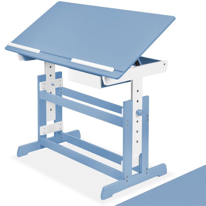 ESCRITORIO PARA BEBÉS/NIÑOS - TECTAKE - Escritorio infantil regulable en altura e inclinable de 109 cm x 55 cm x 94 cm + cajón de almacenamiento -