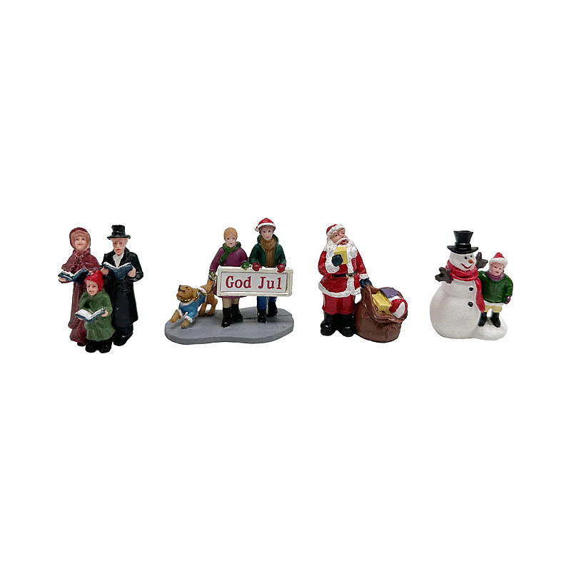 Villaggio di Natale a casa con Babbo Natale/Pupazzo di neve e persone
