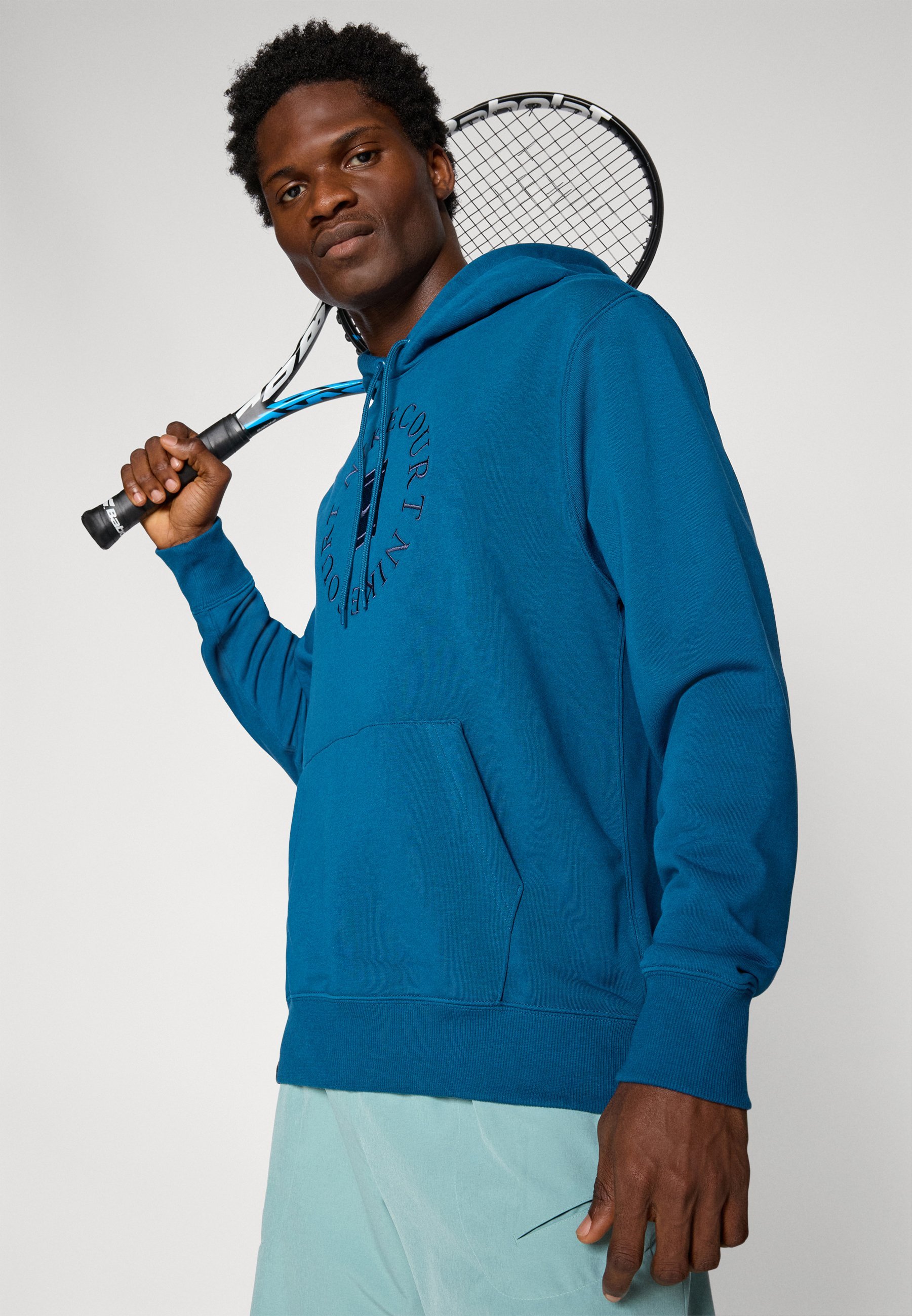 Nike Performance NIKECOURT HERITAGE HOODIE - Hoodie - blue force/obsidian