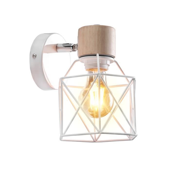 UNI Applique Mural Industrielle Eclairage Mural Vintage en Métal E27 Lampe de Mur Luminaire Intérieur Industrielle -Blanc