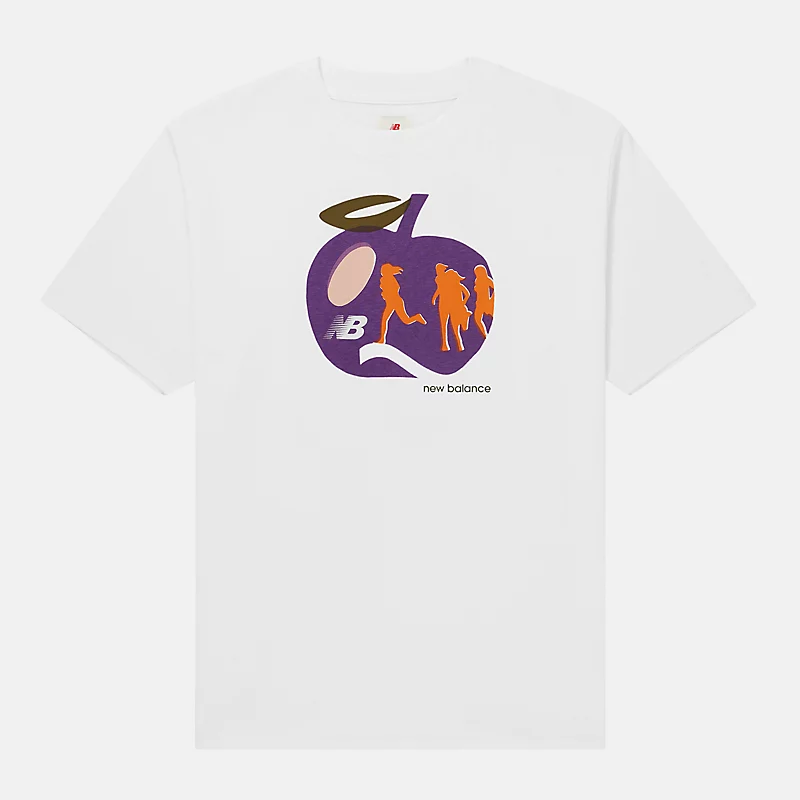 Camiseta masculina com estampa de maçã, fabricada nos EUA - BRANCA