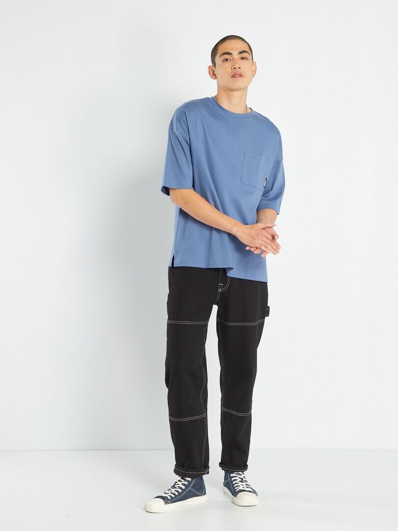 Camiseta com bolso no peito - AZUL