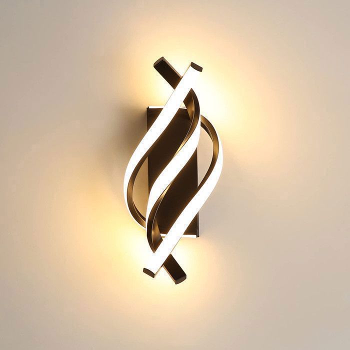 DELIPOP 22W 3000K Black LED Wall Light - Modern Indoor Wall Lamp for Bedroom or Hallway - Curved Design - Warm Light
