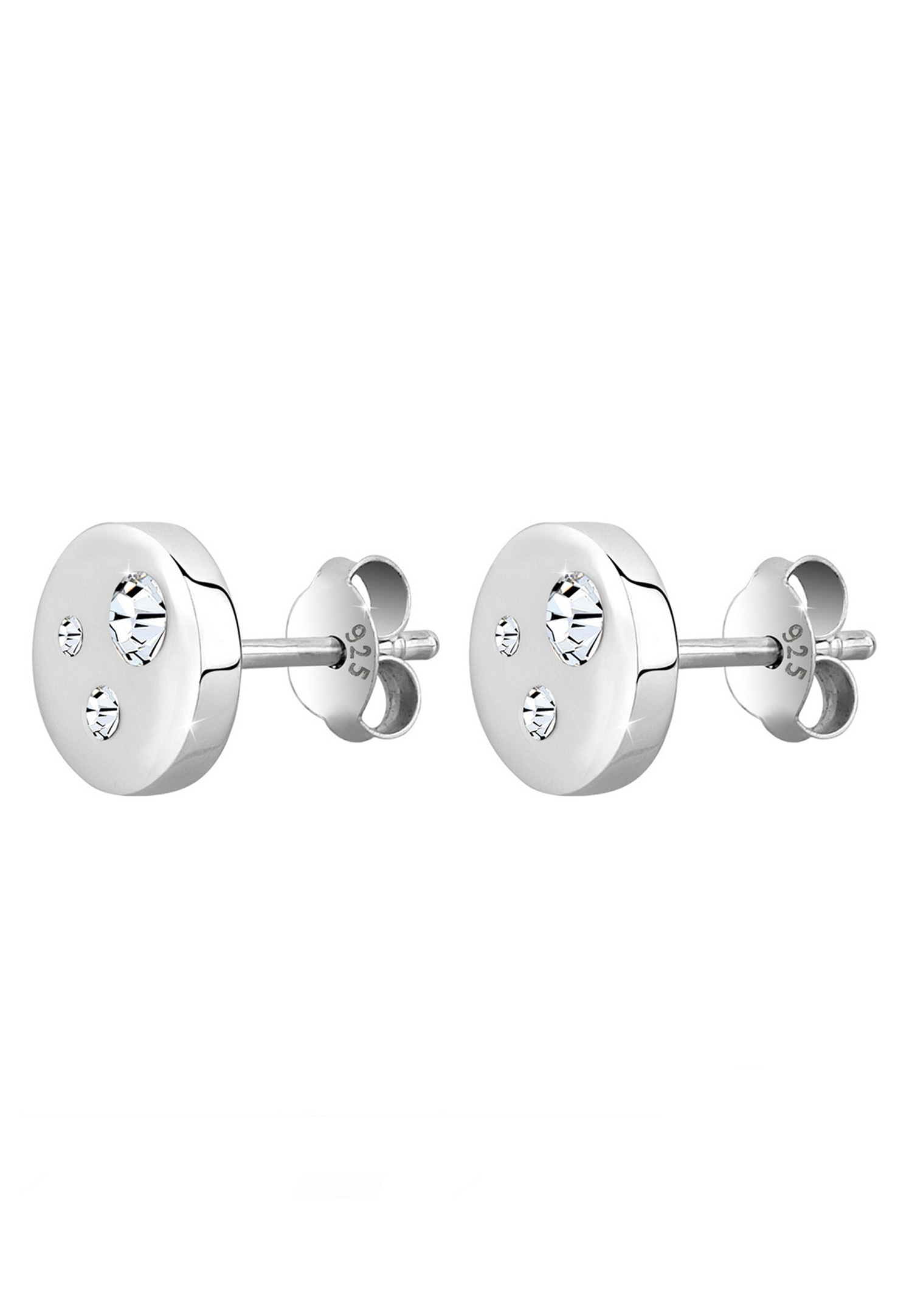 Elli Femmes Rond Basic Géo Tendance avec cristaux en argent sterling 925