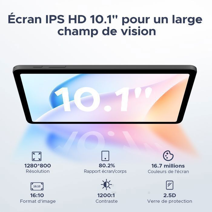 Tablet DOOGEE Tab A9 Pro de 10 polegadas, tablet Android, bateria de 20 GB + 128 GB (2 TB TF), tela sensível ao toque de 6580 mAh, 90 Hz/reconhecimento facial, preto