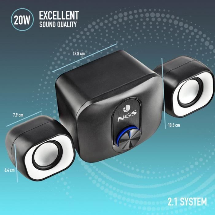 Mini Enceinte Stéréo - NGS - COMET 2.1 - 20W - USB - 3,5 mm