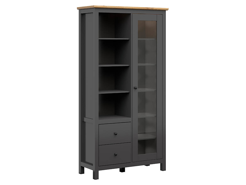 Witryna Hesen 106 cm z drzwiami i 2 szufladami grafitowa
