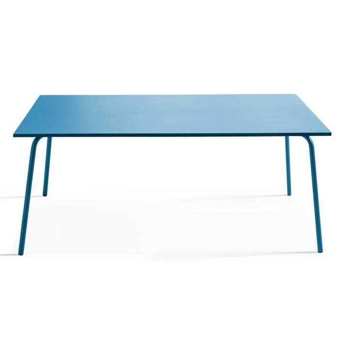 Set da giardino Palavas con tavolo e 8 sedie in metallo blu Pacifico, Oviala
