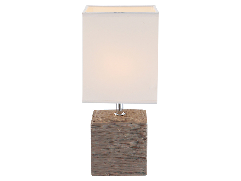 Lampa stołowa Geri tkaninowa biało-brązowa