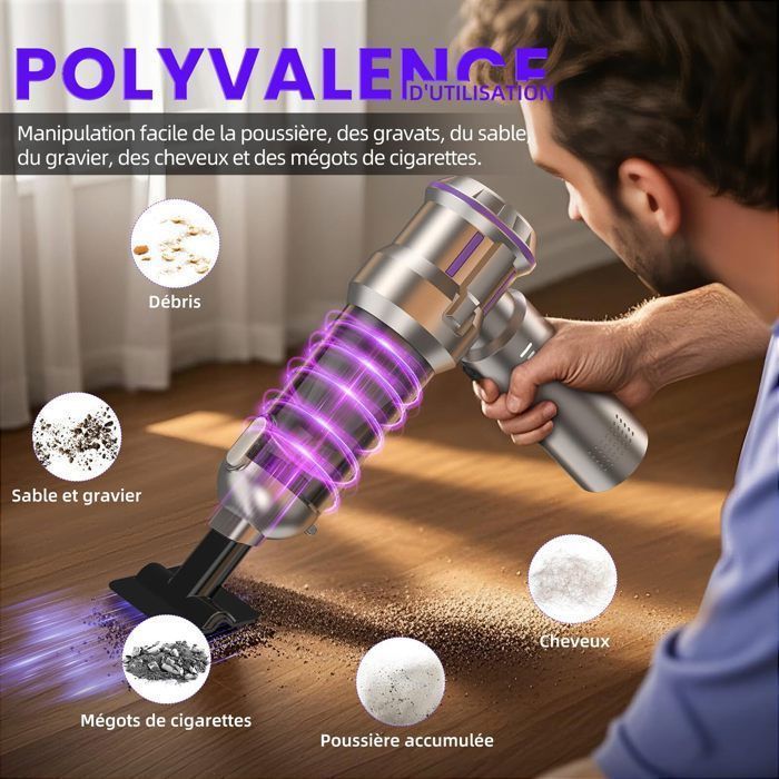 Handheld Vacuum Cleaner, 22000Pa Powerful 4-in-1 Car Vacuum Cleaner with 3 Suction Levels for Home/Car