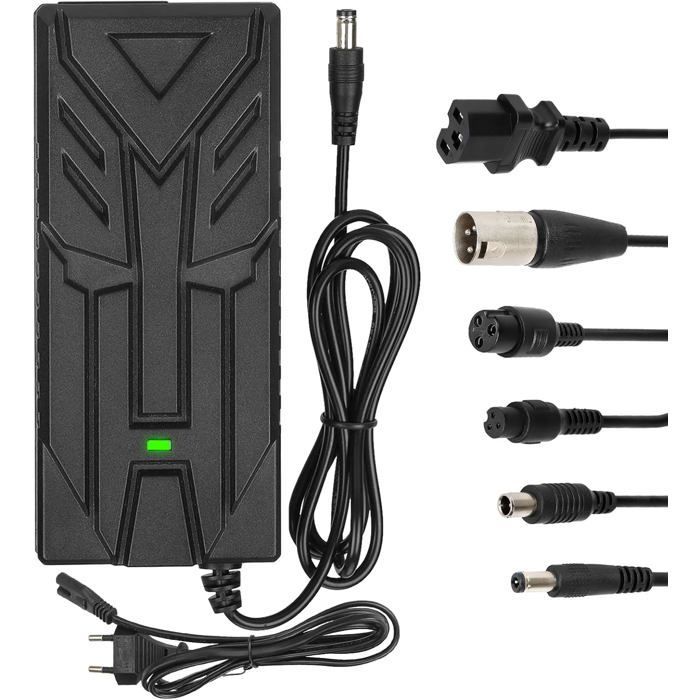 Cargador para patinete eléctrico de 54,6 V y 2 A, cargador para hoverboard de 42 V, cargador universal para baterías de litio de 48 V con 6 conectores.