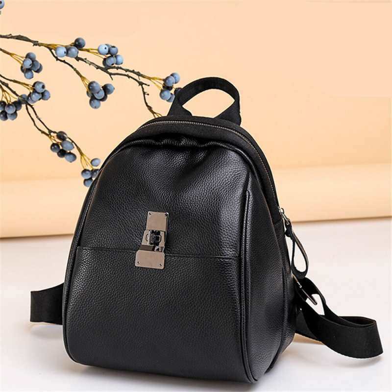 Nouveau sac à dos uni pour femme, multifonctionnel, en cuir véritable, idéal pour les voyages.