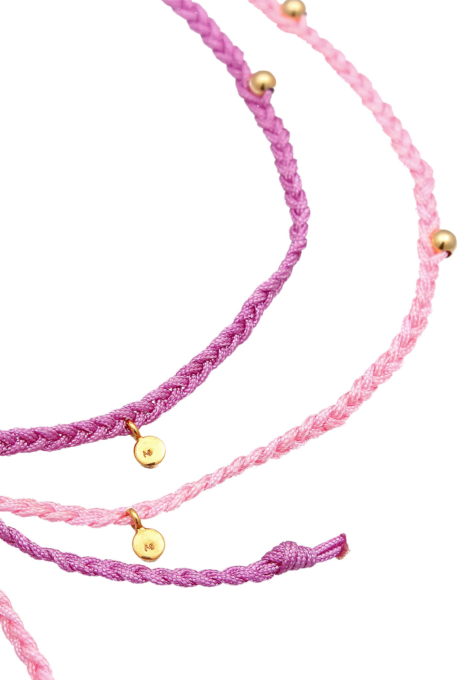 Elli Ensemble de rubans en nylon pour dames - Perles à motif de tresse ajustables en argent sterling 925