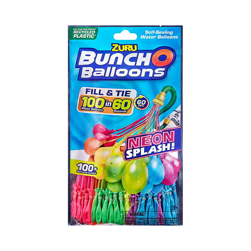 Paquete de 100 globos de agua Bunch O' Balloons, color neón.