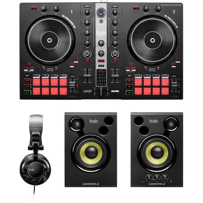 KIT HERCULES DJ ESSENTIALS - Controladora de DJ Inpulse + Monitor de DJ 32 + Fones de ouvido HDP DJ60