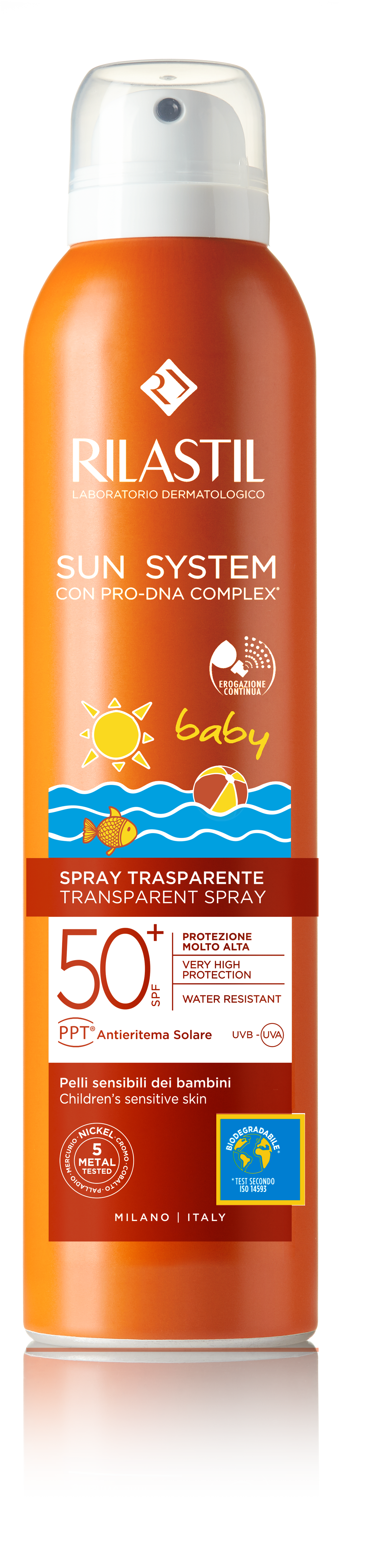 „Sun System Baby“ skaidrus purškiamas apsauginis kremas nuo saulės SPF50 Apsaugos nuo saulės vaistinė