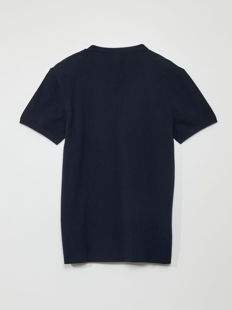 Polo shirt van katoenen piqué met opstaande kraag - BLAUW