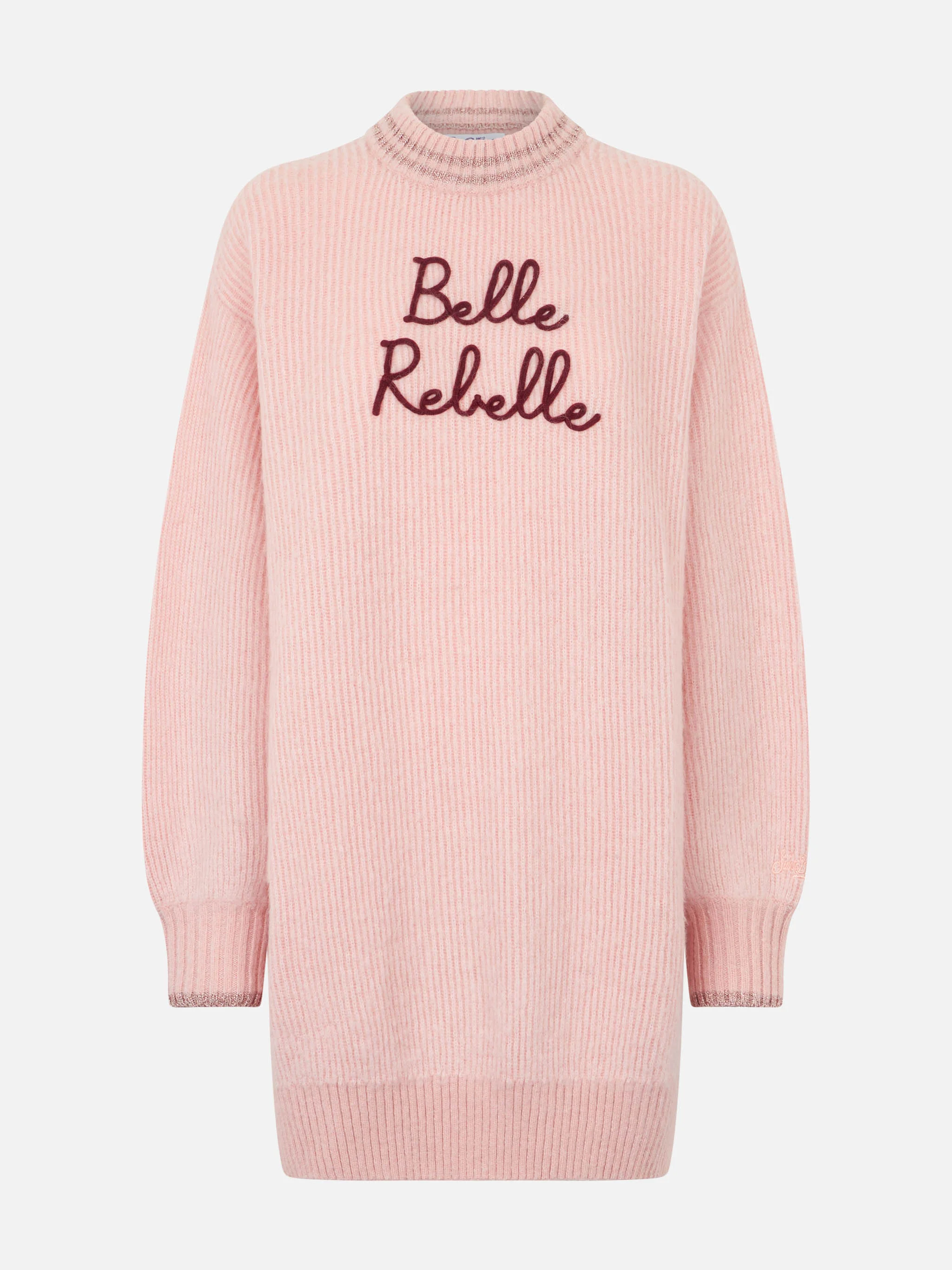 Belle Rebelle jurk van geborsteld breisel met borduursels