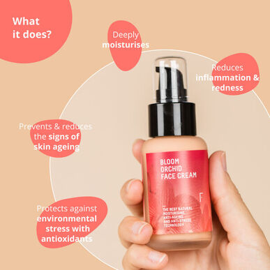 „Freshly Cosmetics Bloom Orchid“ veido kremas. Senėjimą stabdantis kremas sausai ir jautriai odai 50 ml 50 ml