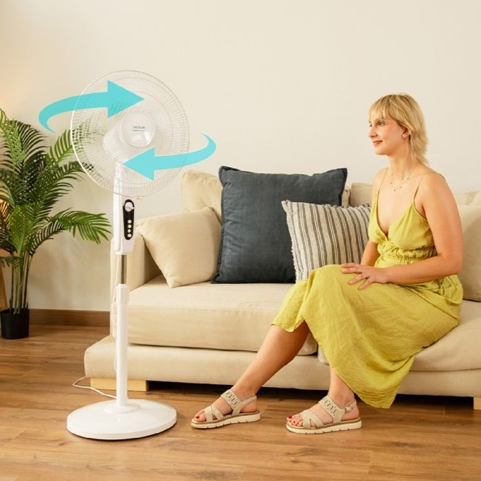 Cecotec - Ventilador de pedestal EnergySilence 515 MaxFlow blanco - 45 W, 30 cm de diámetro, 5 aspas, 3 velocidades