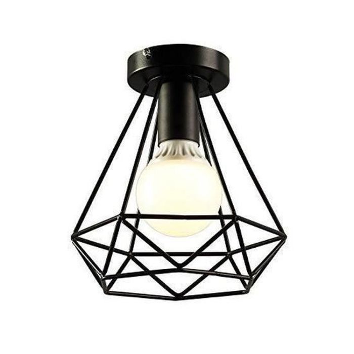 2pcs Industrial Black Metal Square Cage Iron Ceiling Light Chandelier for hallway, corridor, porch, bedroom, etc.