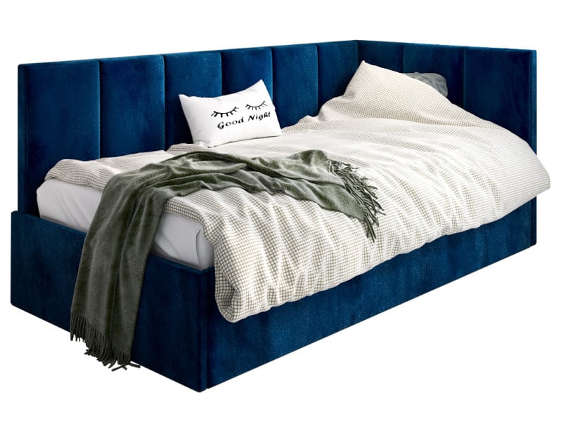 Granatowe tapicerowane łóżko sofa 120x200 - Sarreon