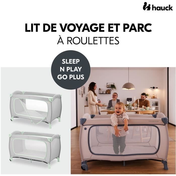 Lit de voyage - HAUCK - SLEEP N PLAY GO PLUS - 60 x 120 cm - Dès la naissance - Pliable - Roulettes - Dusty Mint