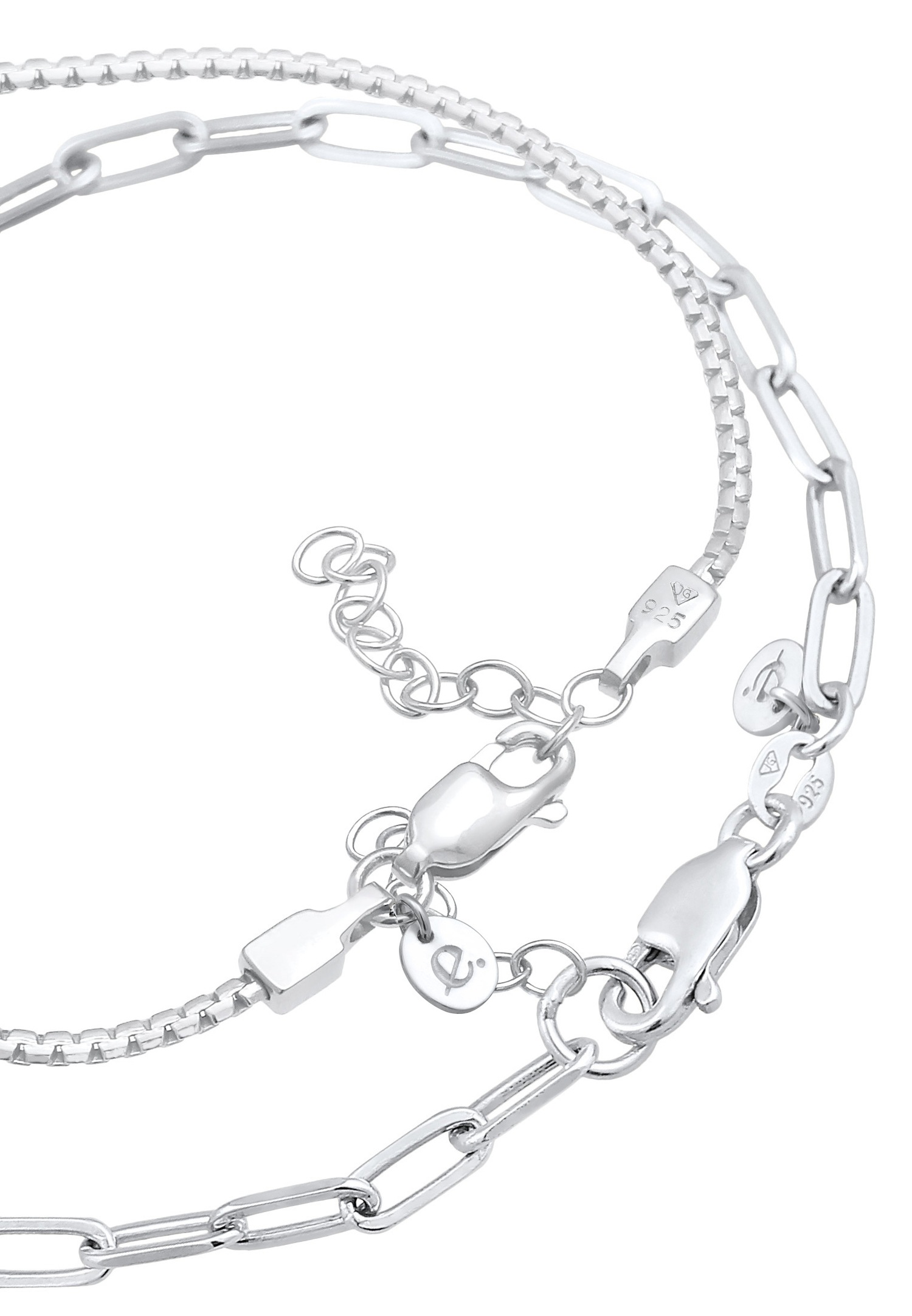 Elli PREMIUM Femmes maillons de base Set 2 pièces en argent sterling 925 rhodié