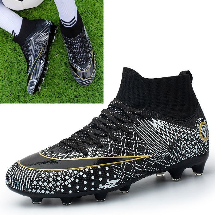 Scarpe da calcio per ragazzi, scarpe da calcio per bambini, tacchetti da calcio, scarpe da allenamento da calcio, nere