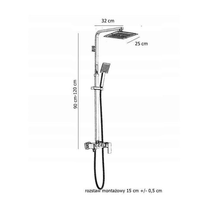 SILLA Douchekolom met mengkraan - Doucheset met in hoogte verstelbare douchekop - Vintage wit/goud - BR2348
