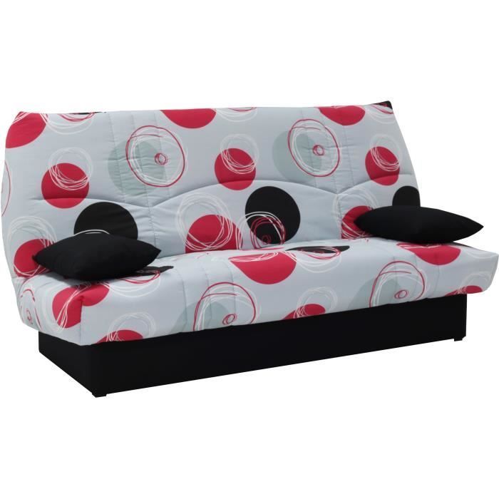 Canapé convertible clic clac 3 places - Tissu motif Planète gris - L 190 x P 92 cm - DREAM - Style Contemporain