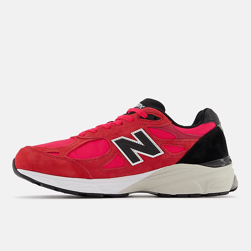 Męskie buty MADE in USA 990v3 – czerwone z czarnym