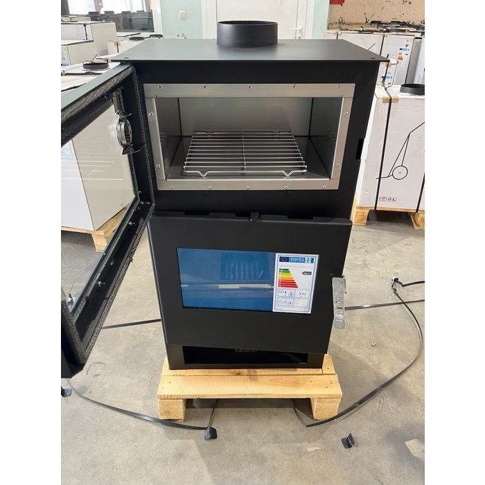 Poêle à bois Verso F Inox - 9 kW | Avec four en inox pour cuisson traditionnelle
