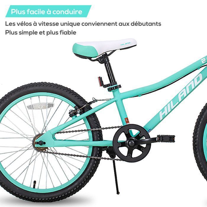 Vélo de montagne - HILAND - 20 pouces - Freins à main - 1 vitesse - Cadre léger en acier