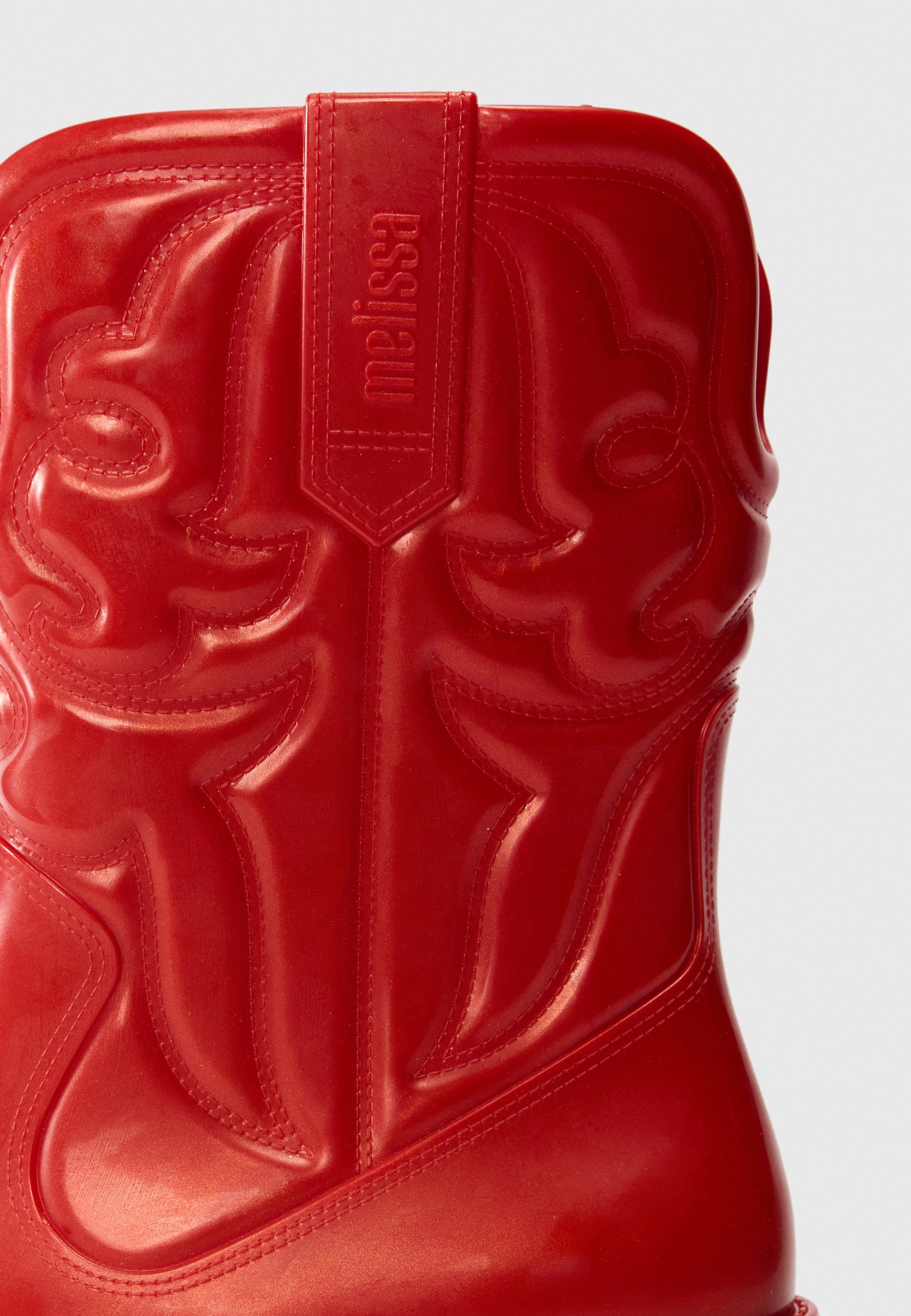 Melissa TEXAS - Ghete cowboy/biker - roșu metalizat