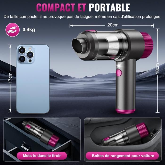 BRILLSTEN Cordless Handheld Vacuum Cleaner 6500 Pa, 0.2 L, 3 Speeds, 5 Accessories