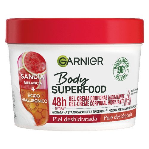 Drėkinamasis kūno kremas „Body Superfood“ su arbūzu ir hialurono rūgštimi Kūno pienelis ir kūno losjonai