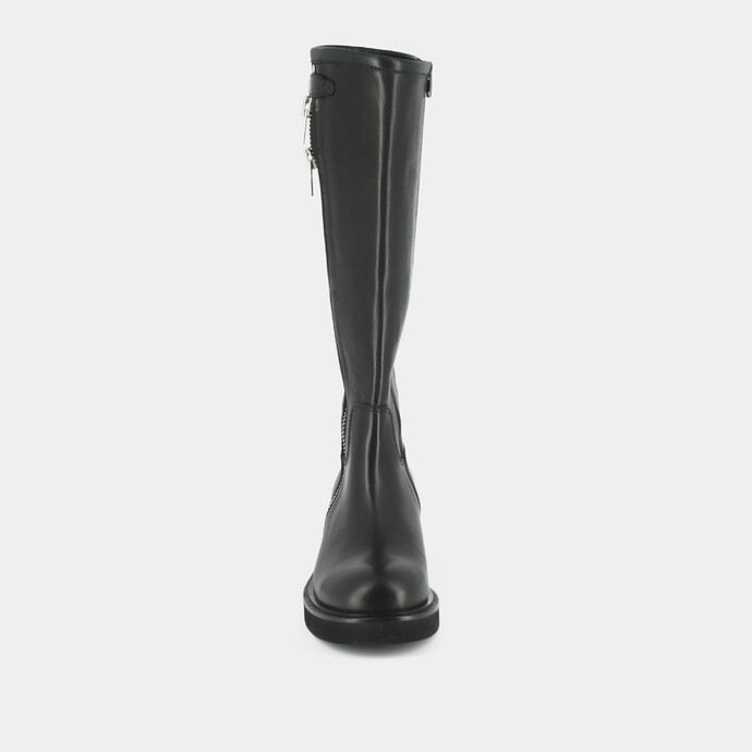 Bottes à doubles fermetures éclair  en cuir noir