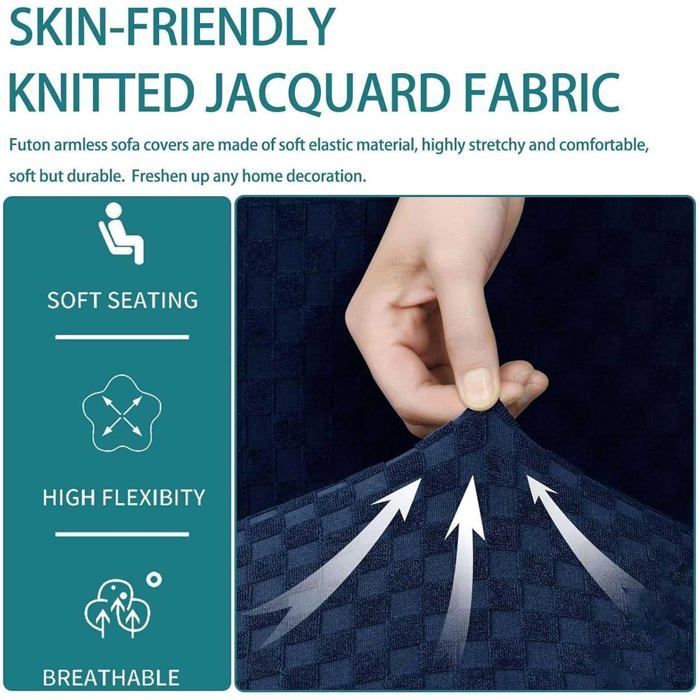 Funda de futón de jacquard suave, elástica y sin brazos, con parte inferior elástica gruesa, para sofás cama, lavable.