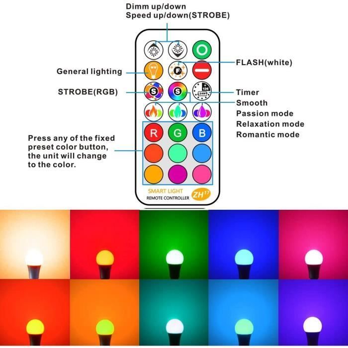10W E27 120 farver RGBW LED-pære med farveskiftende fjernbetjening, timer og dæmpbar RGB+varm hvid (2-pak)