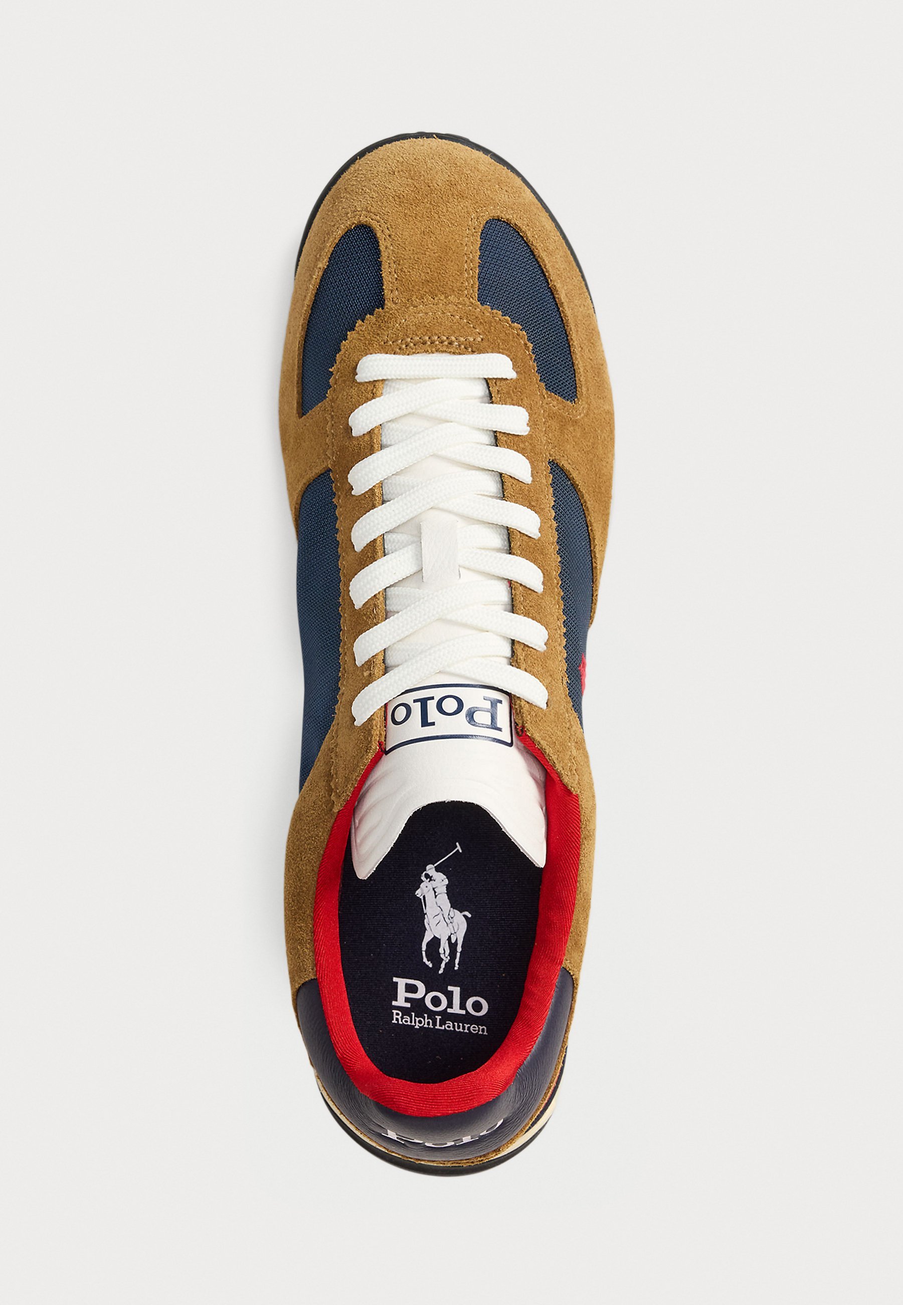 Polo Ralph Lauren VARICK SUEDE & OXFORD SNEAKER UNISEX - Sneakers - marrone/blu navy/rosso