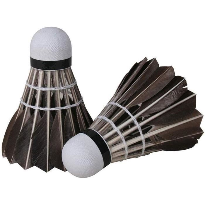 Set van 12 zwarte badmintonshuttles van ganzenveren [627]