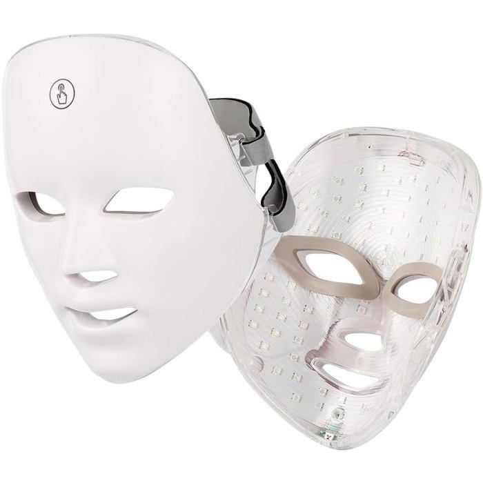Dispositivo de fototerapia facial LED - 7 cores - Antirrugas e antiacne - Máscara de tratamento recarregável via USB