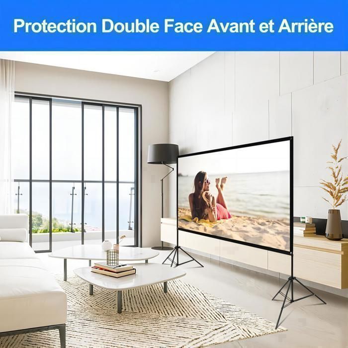 Schermo per proiettore pieghevole VISULAPEX da 120 pollici 4K HD 16:9 con treppiede e borsa per il trasporto.